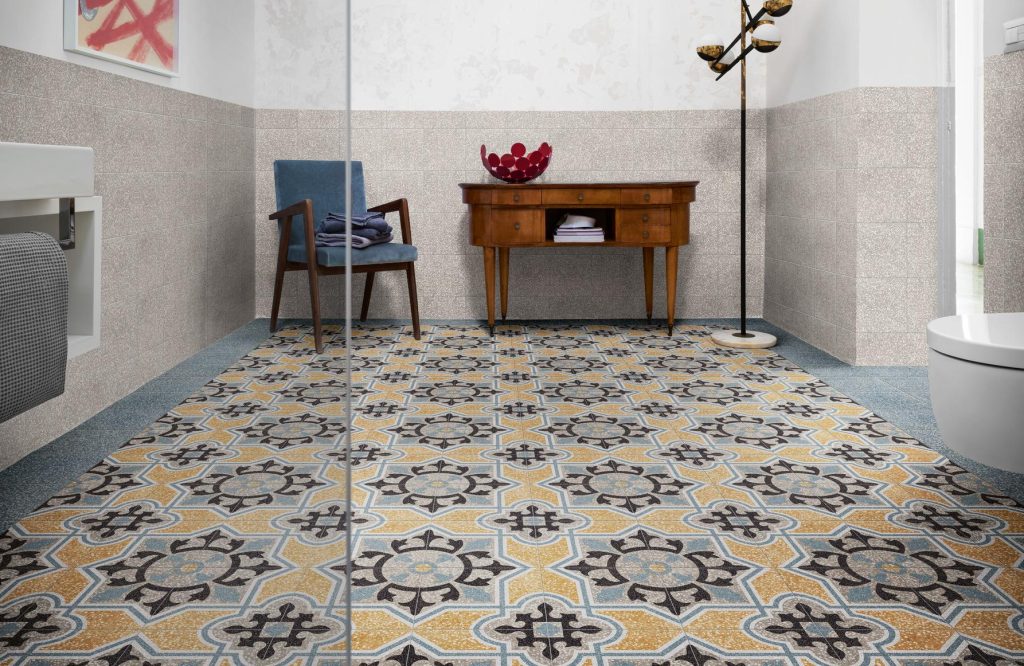 DESIGN SCAGLIE GREY + BLUE + TAPPETO 13